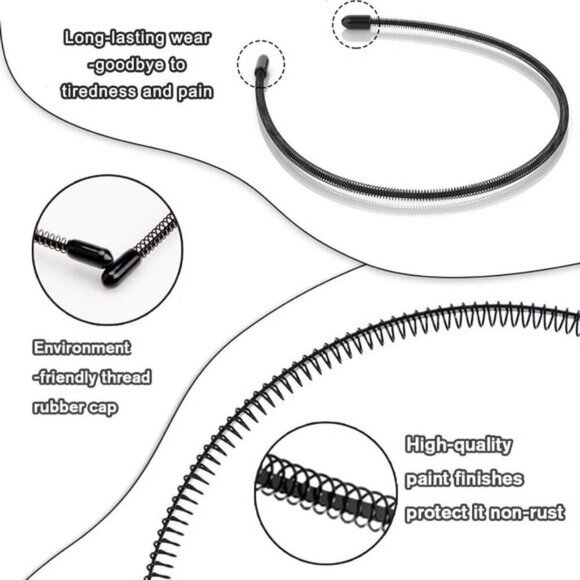 ⚡Men C-New 10pcs Metal Fashion Unisex Wavy Outdoor Simple Elastic Headband main image 7